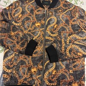 Zara Black and Gold Chain Pattern Jacket